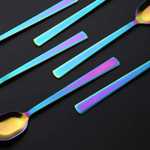 Vista 5 de GoGeiLi Juego de cucharas de helado/postre de arco iris de acero inoxidable