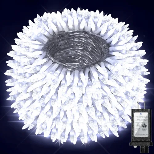 Vista 17 de Paquete de 2 Total 200 Pies 600 Luces LED de Navidad en Cadena, Luces de Árbol de Hadas Blanco Frío Conectables, 8 Modos y Temporizador Luces