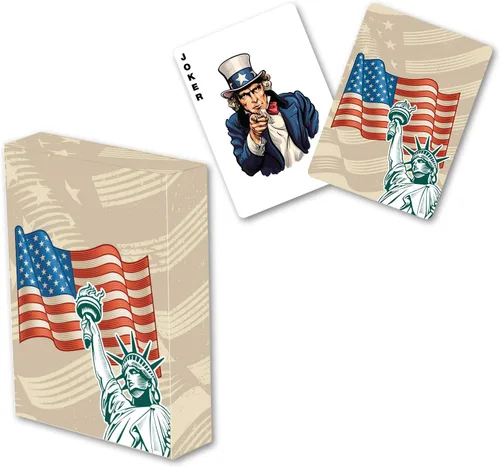Vista 18 de Military Gift Shop Cartas de jugar con bandera estadounidense azul - Gráficos patrióticos - Calidad premium - Regalos para veteranos para hombres