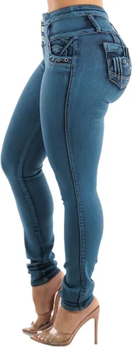 Vista 7 de Moda Xpress - Jeans levantadores de glúteos para mujer, ajustados, de cintura alta, elásticos