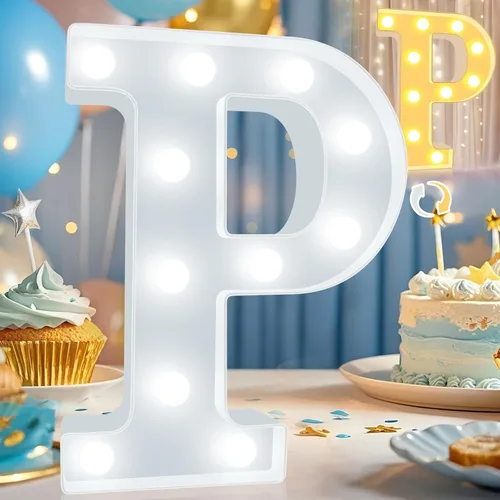 Vista 25 de Pooqla Letras con luces LED de marquesina, letras decorativas iluminadas en blanco cálido y blanco frío, letras del alfabeto iluminadas para niños