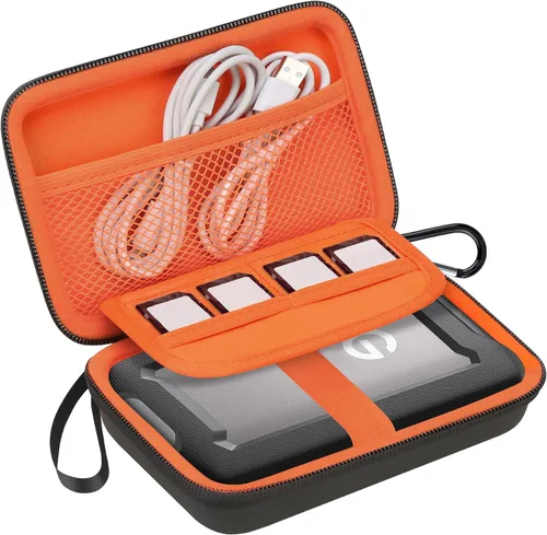 Vista 8 de Lacdo Estuche de transporte de disco duro para SanDisk Professional G-Drive ArmorATD - Disco duro externo portátil resistente HDD USB-C USB 3.2 Gen