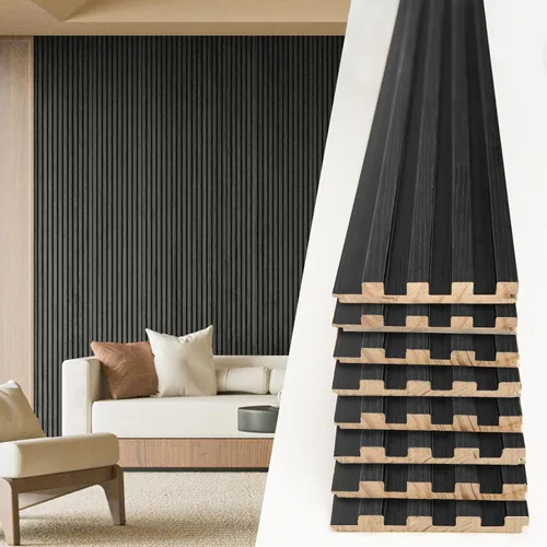 Vista 19 de Art3d Paneles de pared de madera de listones para decoración de interiores y techos, paquete de 4 muestras, 6 x 5.7 pulgadas.