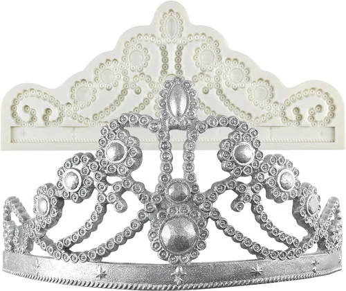 Vista 7 de Molde para decoración de pastel de corona, altura de 2.8 pulgadas, tiara de filigrana