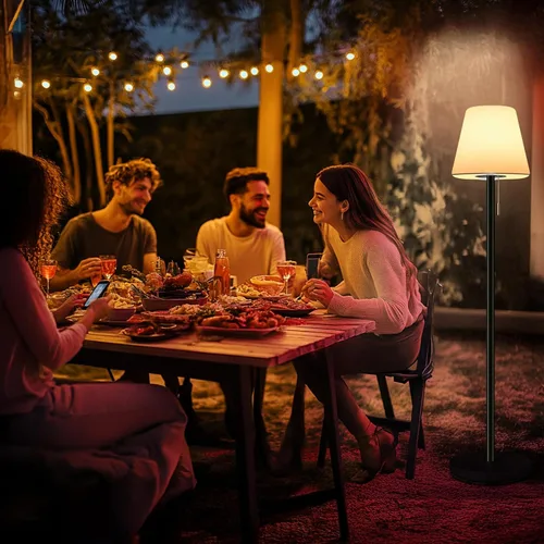Vista 7 de Gewiny Lámpara de pie exterior Lámparas solares para exteriores Lámpara de pie impermeable recargable Lámpara de pie solar inalámbrica regulable LED