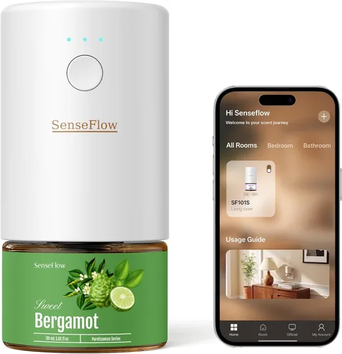 Vista 15 de Difusor de aceite esencial para el hogar, difusor inteligente de aromaterapia sin agua SF101S Pro, aroma de habitación con temporizador y aroma