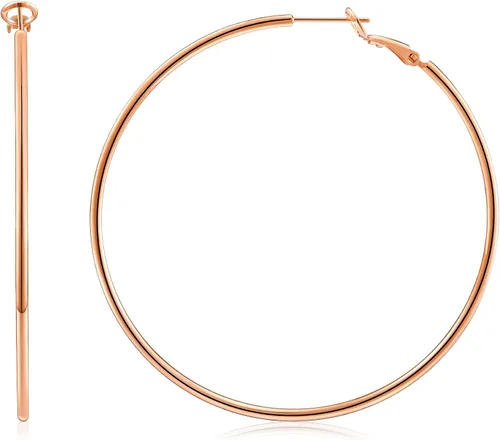 Vista 43 de Gacimy Aretes de aro de oro para mujer, aros finos chapados en oro de 14 Negro