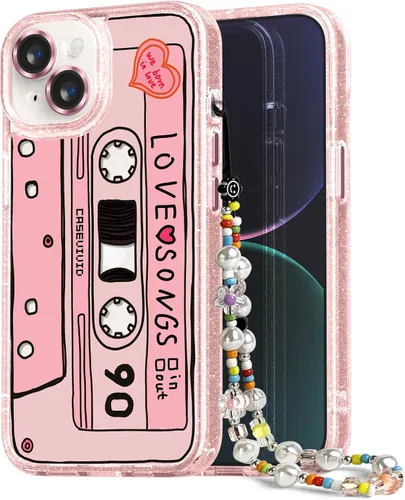 Vista 85 de Compatible para iPhone 13 Funda Bonita Estética - Funda para Teléfono Rosa con Purpurina con Protector de Cámara - Diseño de Cubierta