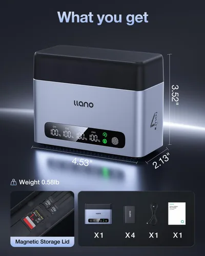 Vista 8 de llano Paquete de 4 baterías EN-EL15C y cargador rápido de 4 ranuras de 65 W para Nikon Z8, Z7II, Z5II, ZF, Z6III, D850, Z7, Z6II, Z6, D7500, D750