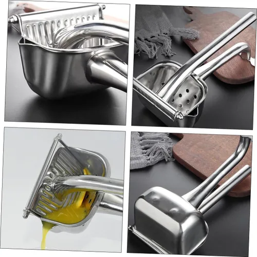 Vista 7 de Exprimidor manual de frutas de acero inoxidable, exprimidor de grado alimenticio para extracción de jugo, mango ergonómico, diseño que ahorra mano