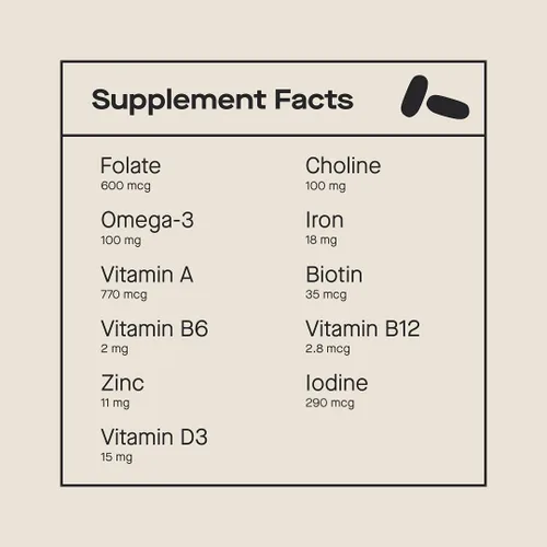 Vista 2 de Modern Fertility Multivitamínico prenatal Desarrollado con obstetra-ginecólogos, contiene 12 nutrientes esenciales para apoyo antes, durante