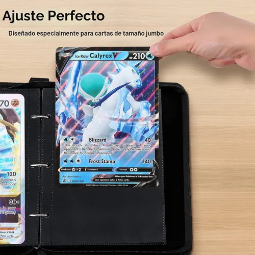 Vista 3 de Carpeta de tarjetas Jumbo para tarjetas Jumbo de Pokémon, iofeiwak® Carpeta de tarjetas extragrande de 2 bolsillos con 3 anillos - Contiene 80
