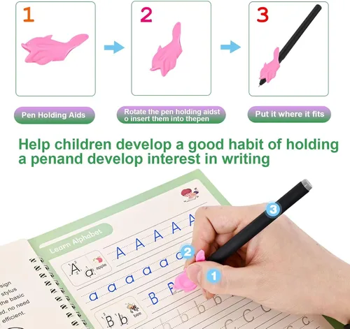 Vista 3 de AALGO Práctica de escritura ranurada mágica para niños de 3 a 8 años, libro de escritura a mano con ranura reutilizable con tinta que desaparece