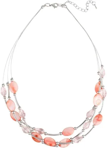 Vista 14 de PEARL&CLUB Collar de cristal en capas para mujer, gargantilla con cadena de plata gruesa, regalos de cumpleaños para mujer