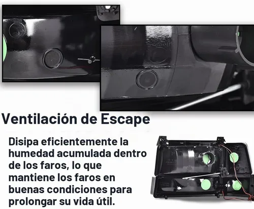 Vista 4 de Faros LED DRL, faro lente transparente carcasa negra reflector ámbar