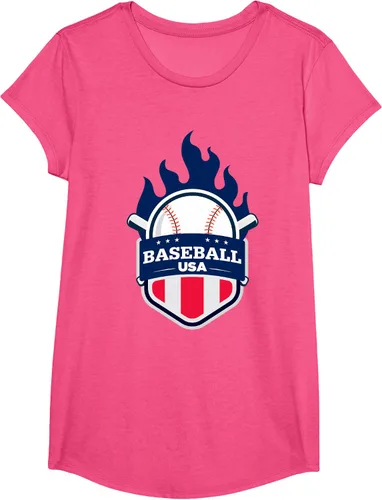 Vista 17 de Baseball USA Support the Team Shirt - Camiseta con la bandera de Estados Unidos, Blanco, S