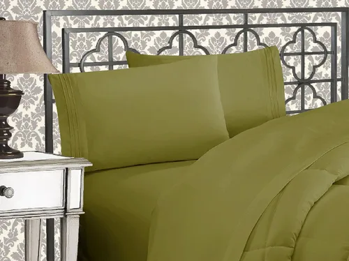Vista 14 de Elegance Linen Sábanas de calidad egipcia sólidas de 4 piezas de la serie 1800 con bolsillos profundos de hasta 16 pulgadas, tamaño individual