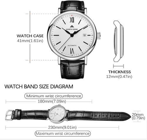 Vista 5 de NORTH EDGE Reloj casual para Hombre - Amoy, Negro -, Mecánico