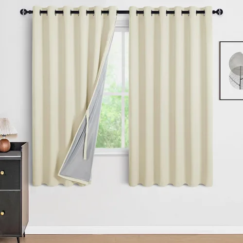 Vista 72 de DWCN - Cortinas 100% opacas para dormitorio con forro negro, cortinas de ventana de doble capa con aislamiento térmico que oscurecen toda la Azul