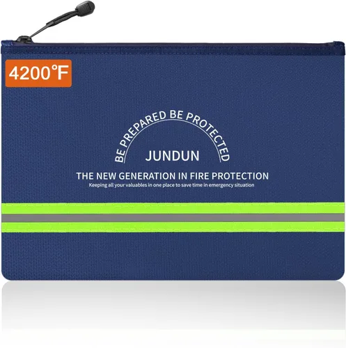 Vista 9 de Jundun - Bolsas de documentos ignífugas, de 13.4 x 9.4 pulgadas, impermeables y resistentes al fuego, con cremallera para archivos, documentos A4