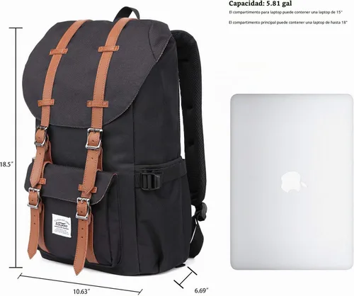Vista 3 de Kaukko mochila para laptop de 15.6 pulgadas, mochila de viaje, 0-negro(2pc)), EP5-NEW 0-Negro (2 piezas)
