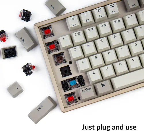 Vista 2 de Keychron K8 - Teclado mecánico inalámbrico Bluetooth con diseño sin llave de 87 teclas para Mac Windows, teclado multitarea con cable USB