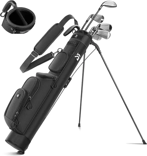 Vista 9 de Dragon Tiger Origin Lightweight Sunday Golf Bag, Small Golf Bag with Stand Negro