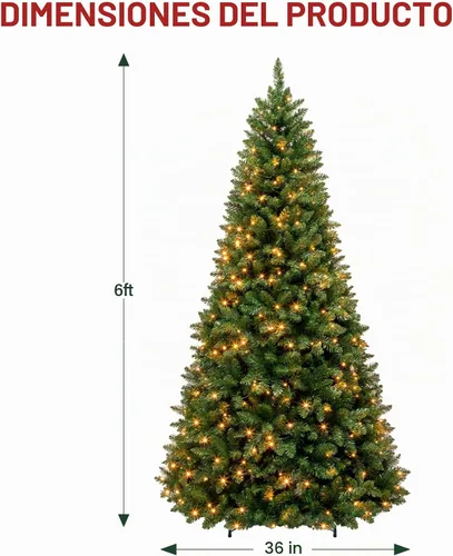 Vista 5 de Hykolity Árbol de Navidad artificial preiluminado de 6 pies con 230 LED