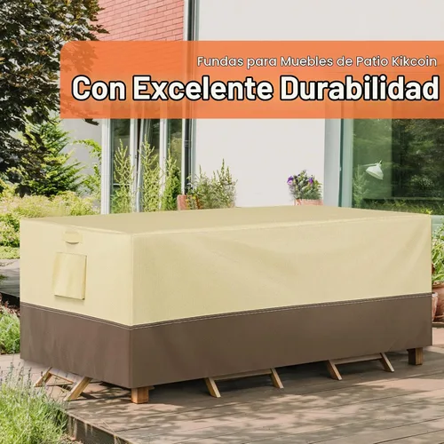 Vista 7 de Fundas impermeables para muebles de patio para mesa de comedor y sillas, funda rectangular para juego de muebles de exterior, antidecoloración