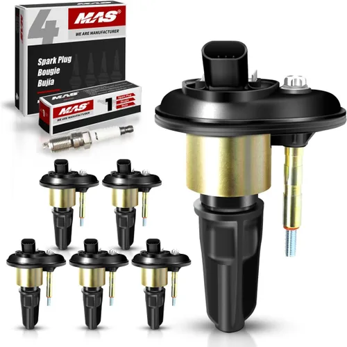 Vista 9 de MAS Juego de 6 bobinas de encendido compatibles con Rainier Chevrolet Trailblazer EXT GMC Envoy Isuzu Ascender Oldsmobile Bravada 9-7x 4.2 L6