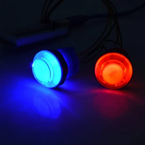 Vista 4 de Qenker 2 jugadores LED Arcade DIY Parts 2X USB Encoder + 2X Joystick + 20x LED Arcade Botones para PC, MAME, Raspberry Pi, Windows (kit rojo y azul)