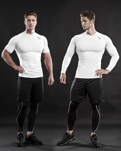 Vista 4 de DRSKIN Paquete de 3, 2 o 1 camisa de compresión para hombre, manga corta, camiseta deportiva de capa base, atlética, correr, entrenamiento activo