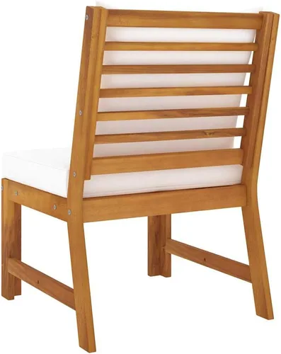 Vista 5 de vidaXL Sofá medio, sofá seccional con cojines, asiento modular con mesa de té, juego de muebles de exterior para jardín, rústico, madera de acacia