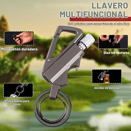 Vista 2 de Encendedor de llavero, paquete de 2 encendedores de queroseno de metal, reutilizable, impermeable, resistente al viento, permanente en cualquier