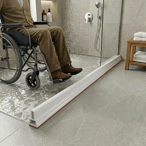 Vista 5 de Presa de agua de umbral plegable de 39 pulgadas de 1.5" de alto, protector de ducha para mantener el agua en la cabina de ducha, barrera de agua