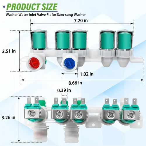 Vista 5 de WA52M8650AV/A4 WA52M7750AV/A4 Válvula de entrada de agua apta para lavadora