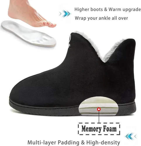 Vista 3 de Pantuflas para hombre y mujer, con forro de piel cálida, espuma viscoelástica, para invierno, para casa
