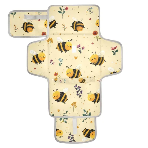 Vista 16 de Cambiador de pañales portátil, cambiador de pañales de viaje, impermeable, plegable, ligero, cambiador de bebé con almohada incorporada, perezosos
