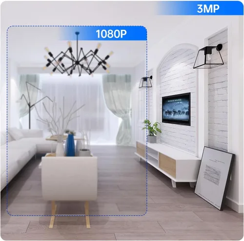 Vista 5 de EVERSECU HD 2K 3.0MP Cámara de seguridad de bombilla inalámbrica con conector de luz E27, seguimiento automático PTZ, audio de dos vías, visión