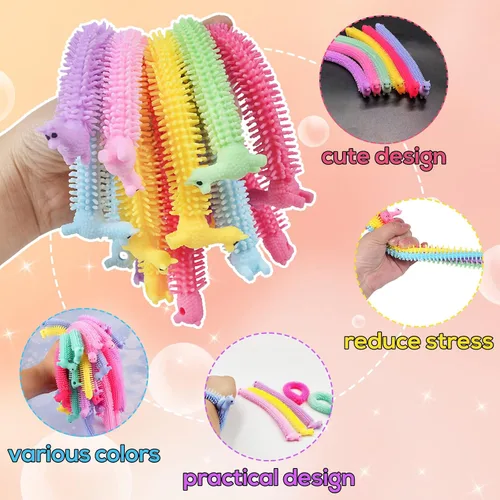 Vista 3 de Paquete de 18 juguetes elásticos para ansiedad, cuerda sensorial mejorada, cuerdas elásticas coloridas para niños, adultos, autismo, alivio