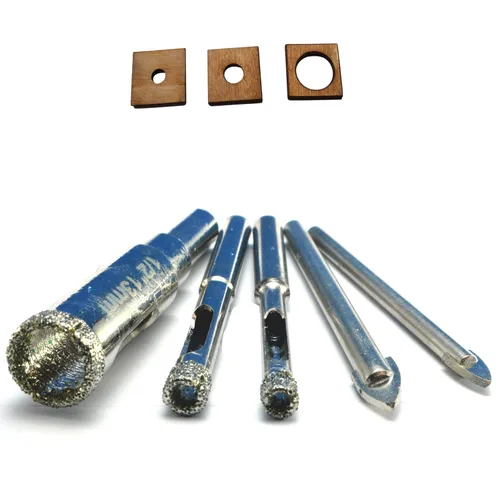 Vista 2 de Kit de brocas de diamante para azulejos - Juego de vidrio y porcelana, paquete de 5: 3/16", "1/4", "1/2" brocas de diamante para cerámica