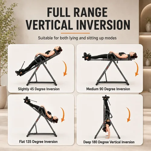 Vista 8 de Inversion Table for Back Pain Relief, Decompression Back Stretcher Strength Training Inversion Equipment with Safe Belt, Comfortable Ankle