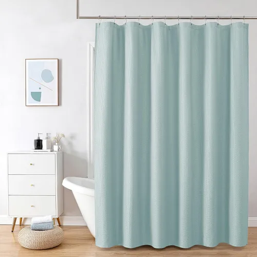 Vista 64 de OVZME Cortina de ducha de tela Berry Stall de 36 x 72 pulgadas, suave y gofre, pequeña cortina de ducha negra para baño con textura para un