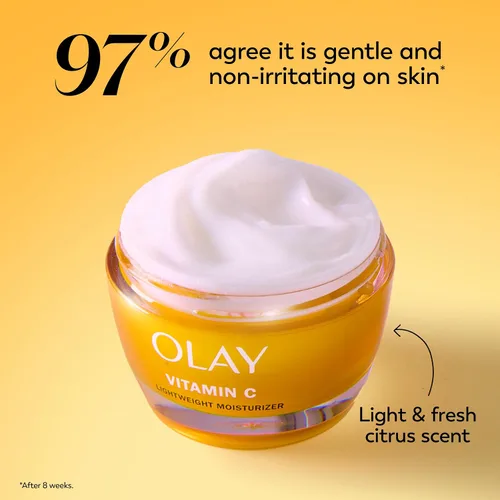 Vista 8 de Olay Hidratante facial con vitamina C, crema iluminadora para mujeres, hidratación instantánea, unifica el tono, reducción de manchas oscuras