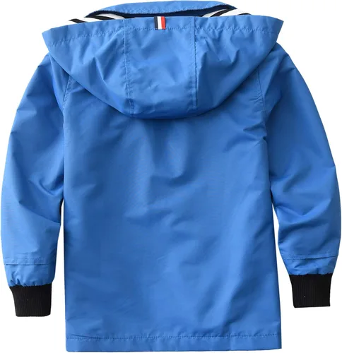 Vista 2 de Hiheart - Chaqueta infantil para la lluvia, con capucha y forro de algodón, impermeable