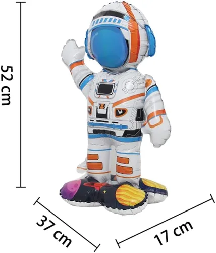 Vista 4 de Globos inflables de astronauta y hombre espacial con base de pie de papel de aluminio, tema espacial para niños, decoración de fiesta de cumpleaños