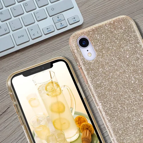 Vista 5 de MATEPROX Compatible con iPhone XR, funda protectora Bling Sparkle Cute Girls Women para teléfono XR de 6.1 pulgadas (dorado)