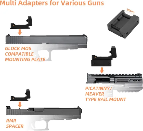 Vista 2 de Mini Plegable 3 MOA Red Dot Sight Flip Up Reflex Sight para Glock MOS, Pistola RMR, Picatinny Rail