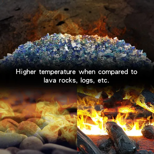 Vista 4 de Stanbroil - Vidrio de fuego mezclado de 10 libras – Vidrio de fuego templado reflectante de 1/2 pulgada mezclado en azul aguamarina, platino, azul