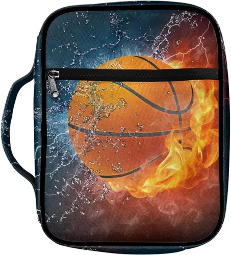 Vista 17 de Funda para la Biblia de Béisbol con Impresión de Agua y Fuego para Niños, Fundas Ligeras para la Biblia, Bolso de Mano para Estudio de la Biblia